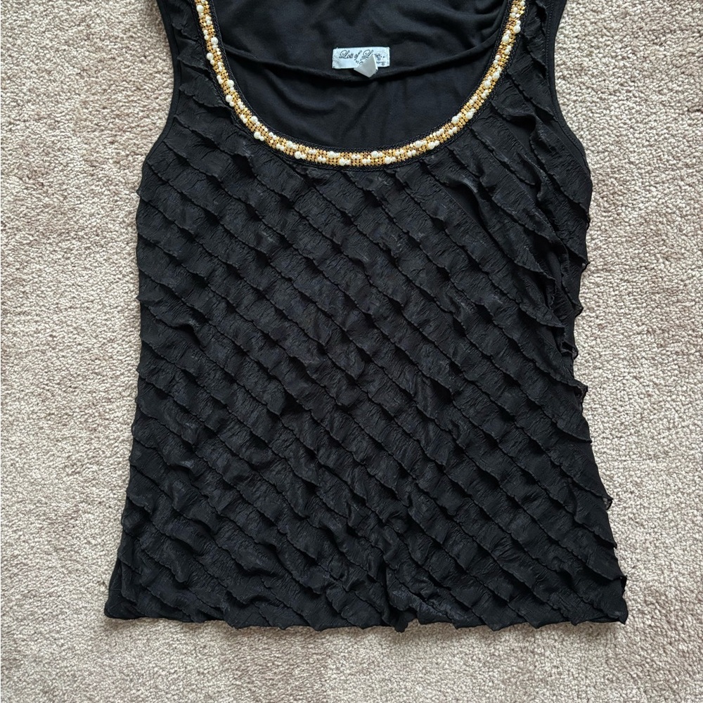 Elegant Black Sleeveless Top with Gold Accents
